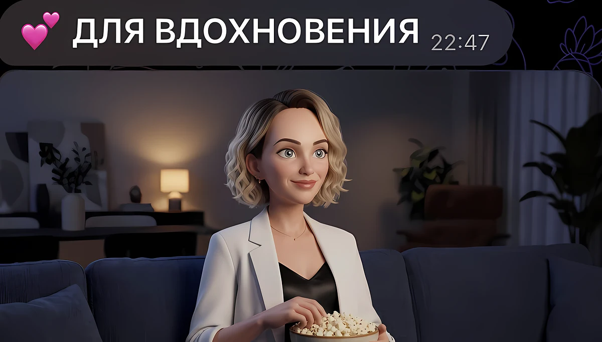 Иллюстрация из курса: я с попкорном на диване
